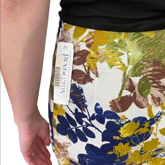 Pendleton Linen Blend Fall Floral  Skirt - Picture 8 of 9